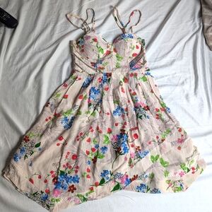 EUC Anthropologies Leifsdottir Women's Silk Strawberry Cherry Mini Dress, Size 2